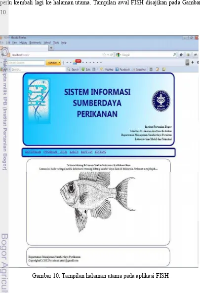Gambar 10. Tampilan halaman utama pada aplikasi FISH