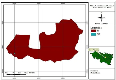 Gambar 5. Peta kelas kesesuaian lahan potensial Mahoni (Switenia mahagoni)  