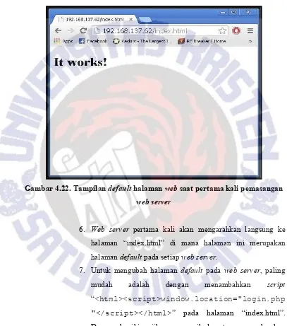 Gambar 4.22. Tampilan default halaman web saat pertama kali pemasangan 