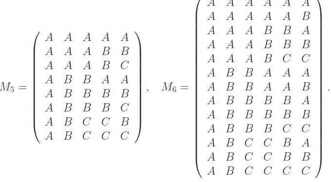 Table 1: The matrices M5 and M6.