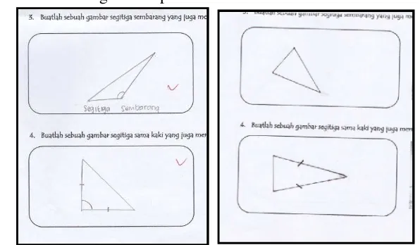 Gambar 4.1. Gambar segitiga yang dibuat siswa pada tahap create 