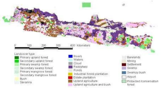 Figure 1.13.  Land cover of Java (Forestry Planning Agency, 2003) 