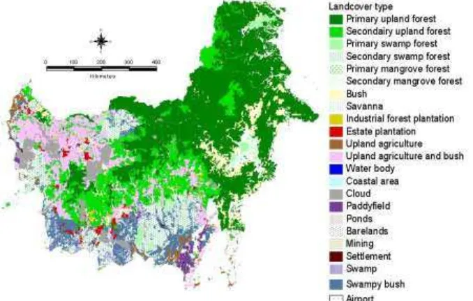 Figure 1. 10.  Land cover of Kalimantan (Forest Planning Agency, 2003) 