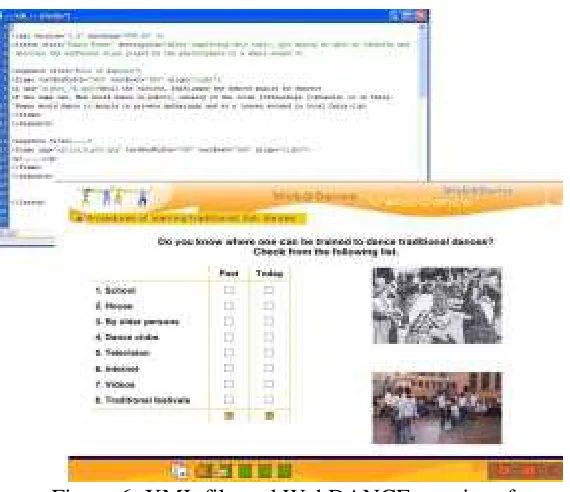 Figure 6: XML file and WebDANCE user interface 