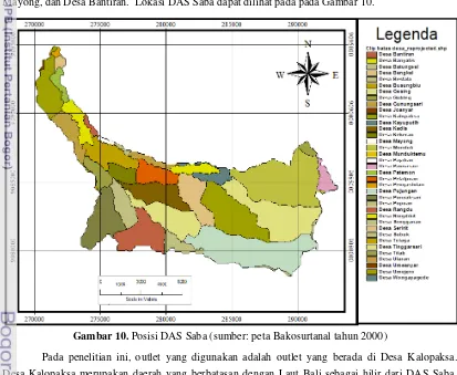 Gambar 10. Posisi DAS Saba (sumber: peta Bakosurtanal tahun 2000) 