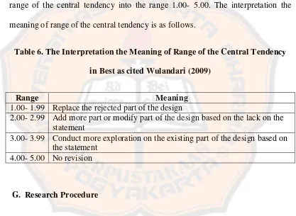 Table 6. The Interpretation the Meaning of Range of the Central Tendency 
