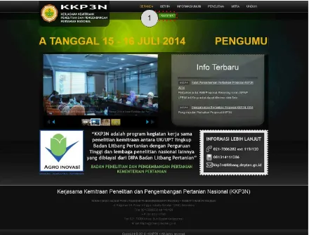 Gambar 1 di bawah ini memperlihatkan halaman Beranda dari websitemendaftar sebagai calon peserta seleksi KKP3N 2015, pengguna harus meng-klik tombol “Register”  KKP3N