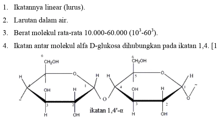 Gambar 2.1 Struktur Amilosa [16] 