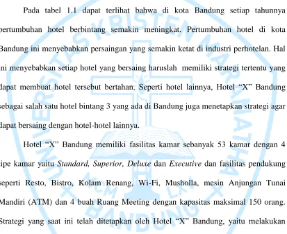 Tabel 1.1 Jumlah Hotel Berbintang di Kota Bandung Tahun 2010-2013 
