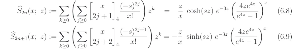 Table 6.1:x1(s! ( − Full-Indexed Quadruple-Factorial Expansions−1)x+1 [zx]S�(x; z) 1)