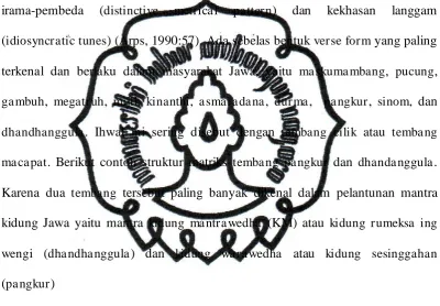 Tabel 1. Struktur Matriks Tembang Pangkur 
