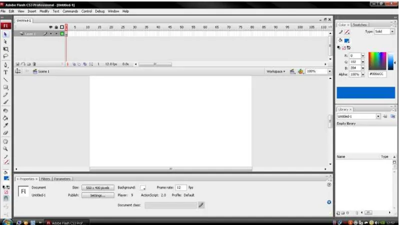 Gambar2.1 : interface Abode Flash CS3 