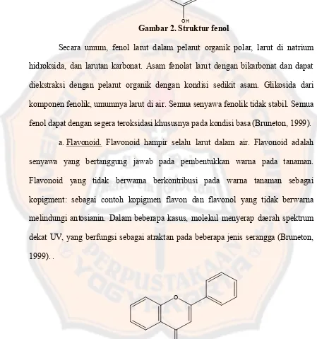 Gambar 3. Kerangka umum senyawa golongan flavonoid (Bruneton, 1999).   