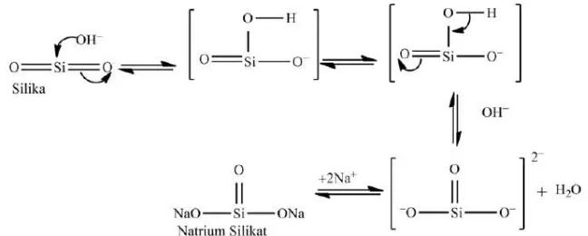 Gambar 9. Mekanisme reaksi pembentukan natrium silikat 