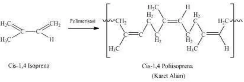 Gambar 2.1 Reaksi polimerisasi Cis-1,4 Isoprena menjadi Cis-1,4 Isopropena 
