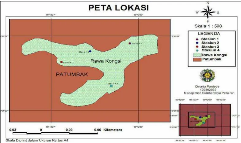 Gambar 4. Peta Lokasi Penelitian di Rawa Kongsi Kecamatan Patumbak 