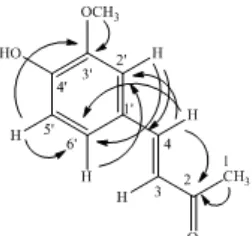 Figure 4.  HMBC the modification of vanillinacetone 
