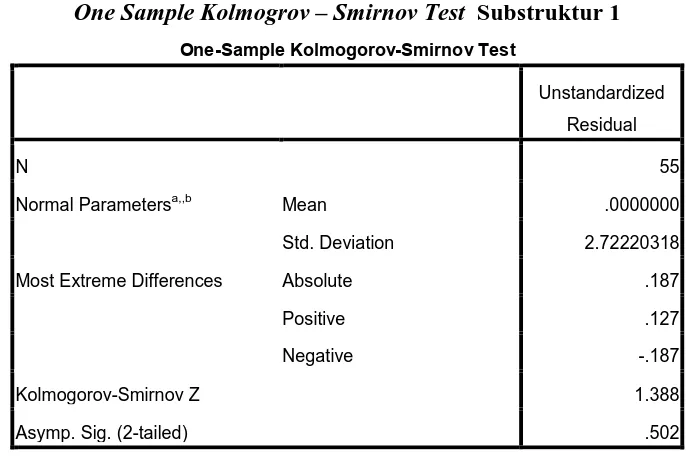 Tabel 4.8 One Sample Kolmogrov – Smirnov Test 