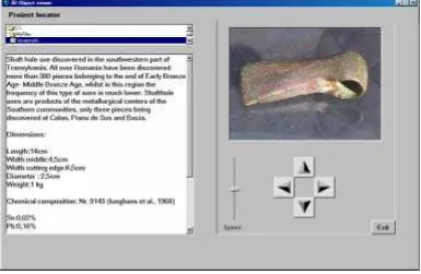 Fig. 5. Screen capture of the program with the object and its description 