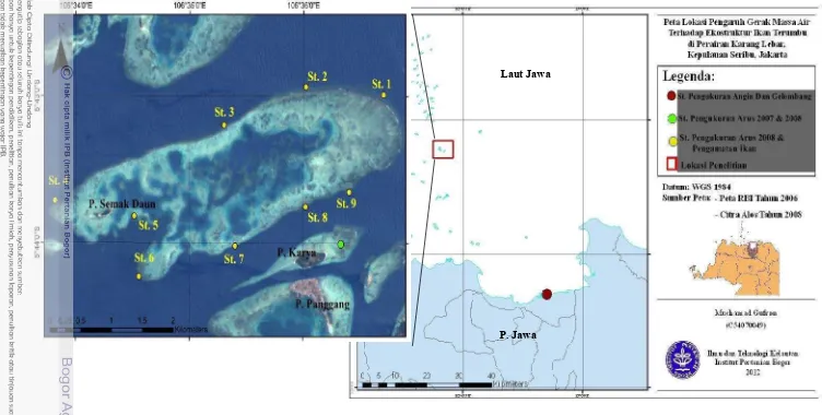 Gambar 1. Peta Lokasi Penelitian di Perairan Karang Lebar, Kepulauan Seribu, Jakarta