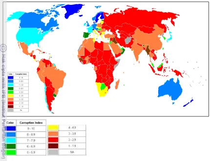 Gambar 4.1 Klasifikasi Skor Persepsi Korupsi di Dunia Berdasarkan Tingkatan 