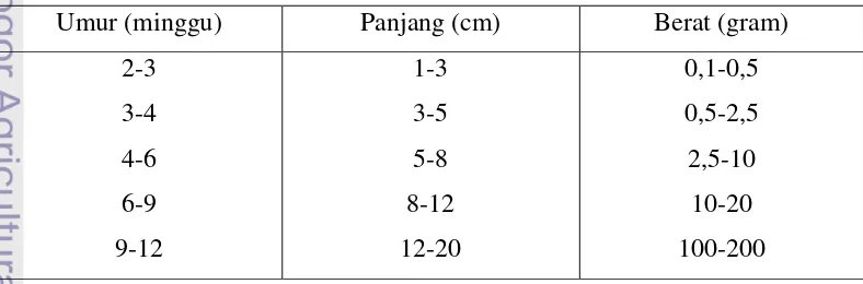 Tabel 3. Pertumbuhan benih ikan mas 