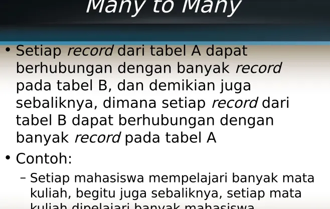 tabel B dapat berhubungan dengan 