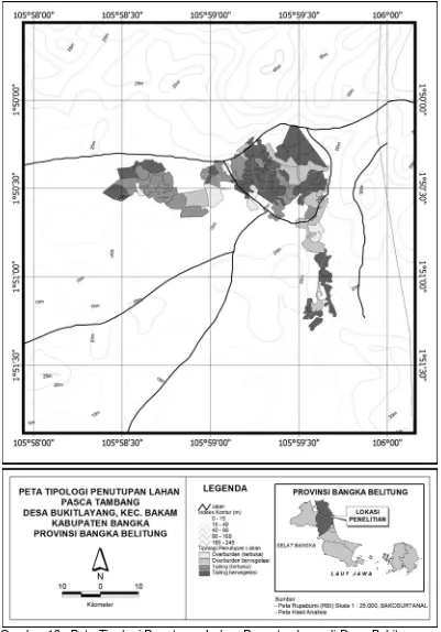 Gambar 19.  Peta Tipologi Penutupan Lahan Pascatambang di Desa Bukit Layang Kecamatan Bakam Kabupaten Bangka 