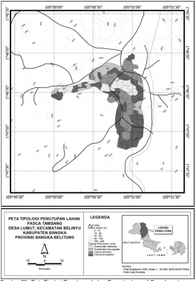 Gambar 20.  Peta Tipologi Penutupan Lahan Pascatambang di Desa Lumut Kecamatan Belinyu Kabupaten Bangka 