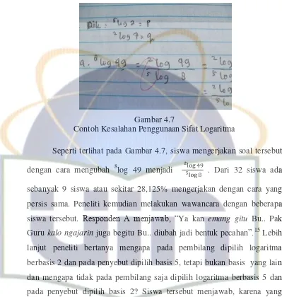 Gambar 4.7 Contoh Kesalahan Penggunaan Sifat Logaritma 