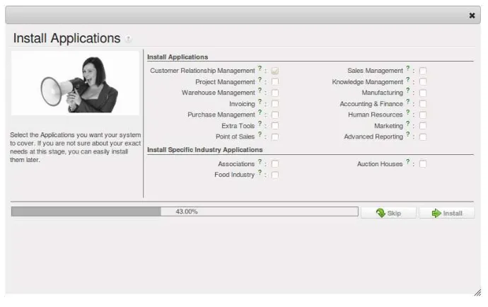 Figure 7.6: Reconﬁgure wizard showing Customer Relationship Management application as installed