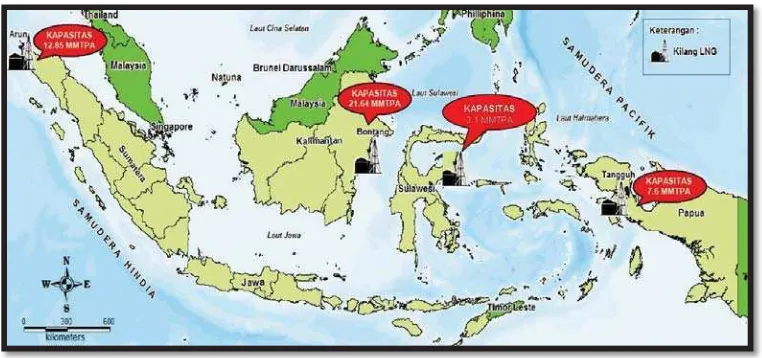 Gambar 4.1. Peta Lokasi Kilang LNG di Indonesia 