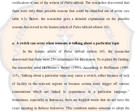 table 4.2). Below, the researcher gave a detailed explanation on the possible 