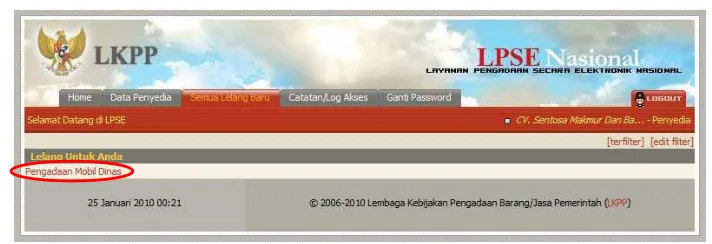 Gambar Halaman Home Penyedia 