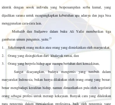 gambaran umum pengemis, yaitu:23 