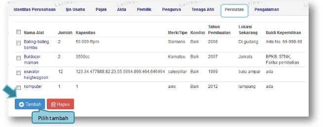 Gambar 19 Data Peralatan 