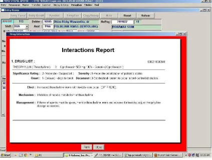 Gambar 1.  Windows alarm drug interaction