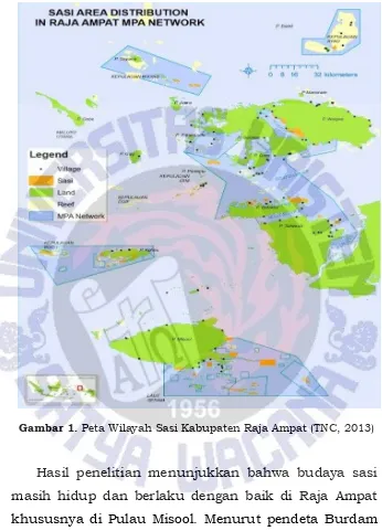 Gambar 1. Peta Wilayah Sasi Kabupaten Raja Ampat (TNC, 2013) 