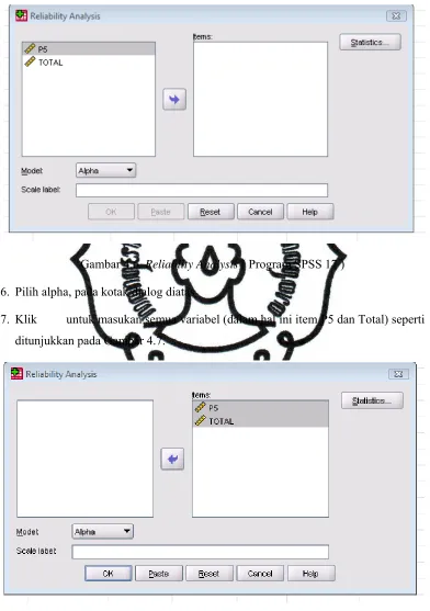Gambar 4.6. Reliablity Analysis ( Program SPSS 17 ) 