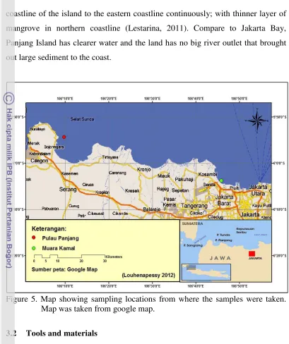 Figure 5. Map showing sampling locations from where the samples were taken. 