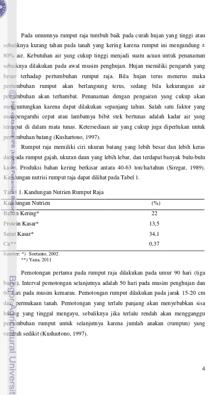 Tabel 1. Kandungan Nutrien Rumput Raja 