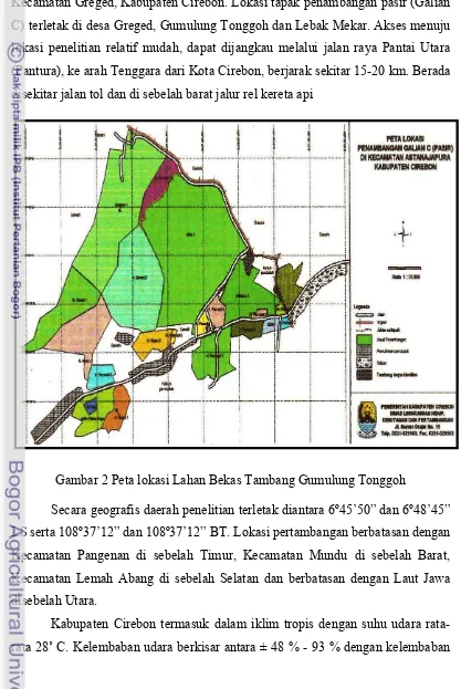 Gambar 2 Peta lokasi Lahan Bekas Tambang Gumulung Tonggoh 