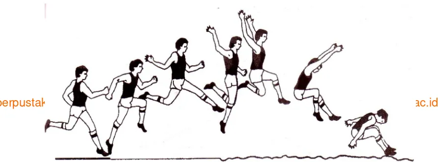 Gambar 5. Lompat Jauh Gaya Berjalan di Udara atau Walking In The Air (Carr, G. A., 1997:137) 