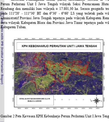 Gambar 2 Peta Kawasan KPH Kebonharjo Perum Perhutani Unit I Jawa Tengah. 
