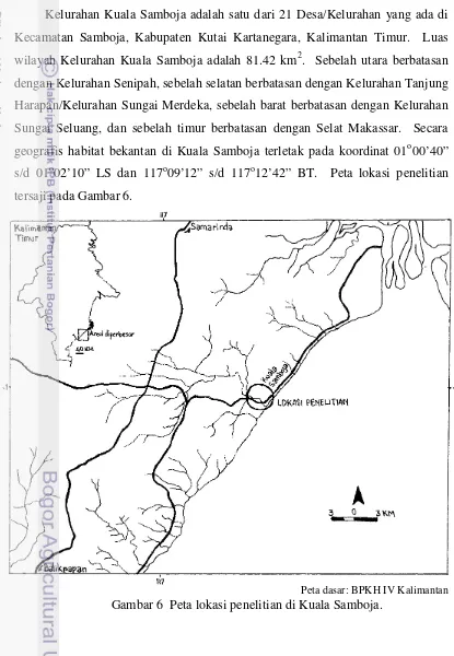 Gambar 6  Peta lokasi penelitian di Kuala Samboja. 
