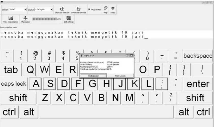 Gambar 6. Screenshoot software TypeFaster