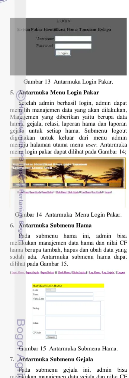 Gambar 13  Antarmuka Login Pakar. 