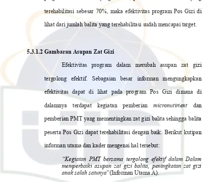 gambaran asupan zat gizi balita. Hasil observasi menunjukan 