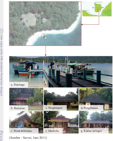 Gambar 12. Lokasi Sarana dan Prasarana di Pulau Peucang 