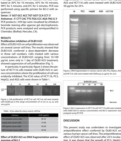 Figure 2. Cell proliferation of HCT116 cell. HCT116 cell were treated 